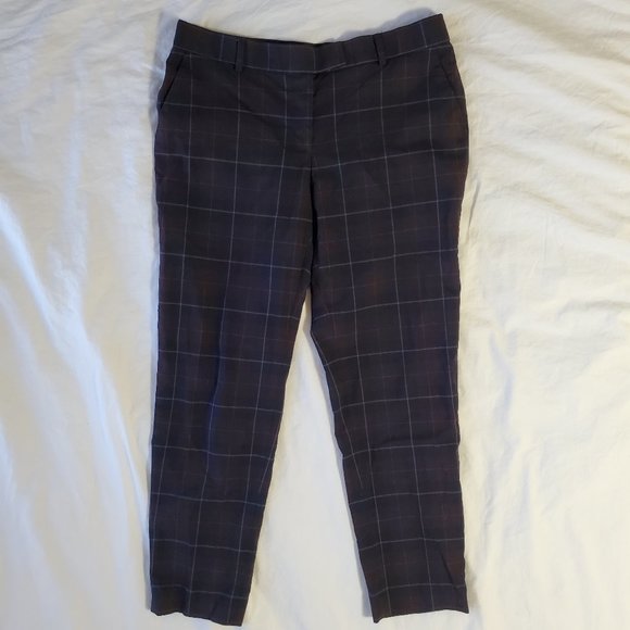 Women's suit pants navy and burgundy checkered - Picture 1 of 2